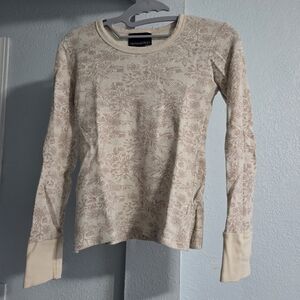 Cynthia Rowley Cream and Pink Floral Long Sleeve Pajama Set